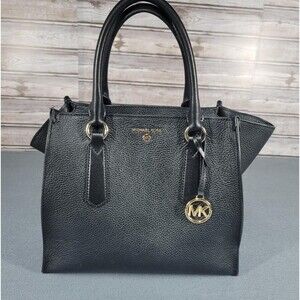Michael Kors Large Pebbled Leather Satchel Purse Black